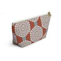 Lace Hexagon Accessory Pouch w T-bottom in Orange